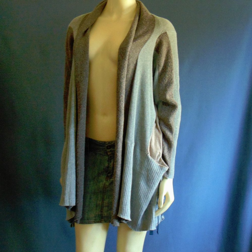 Sparrow Hi Lo Patchwork Open Cardigan PL - Picture 3 of 9